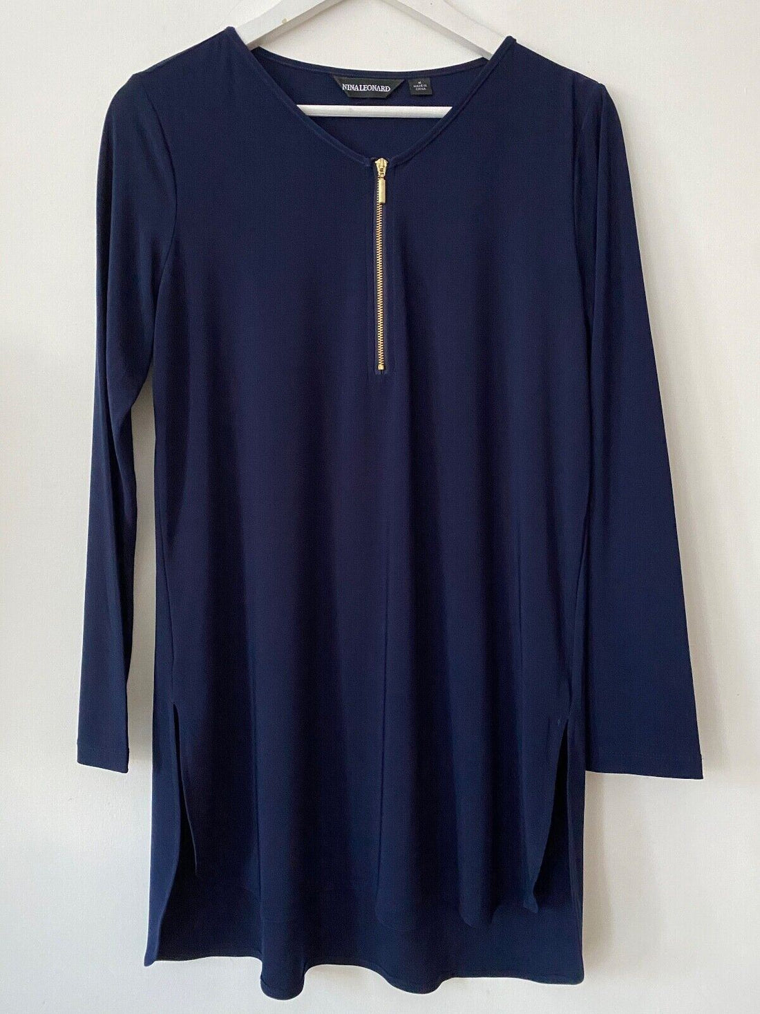 Nina Leonard Zip Low Tunic Top Navy, Red S, M - BB Fashion Outlet