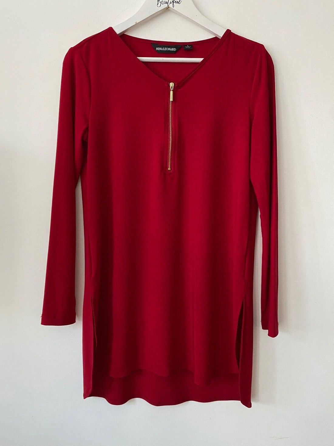 Nina Leonard Zip Low Tunic Top Navy, Red S, M - BB Fashion Outlet