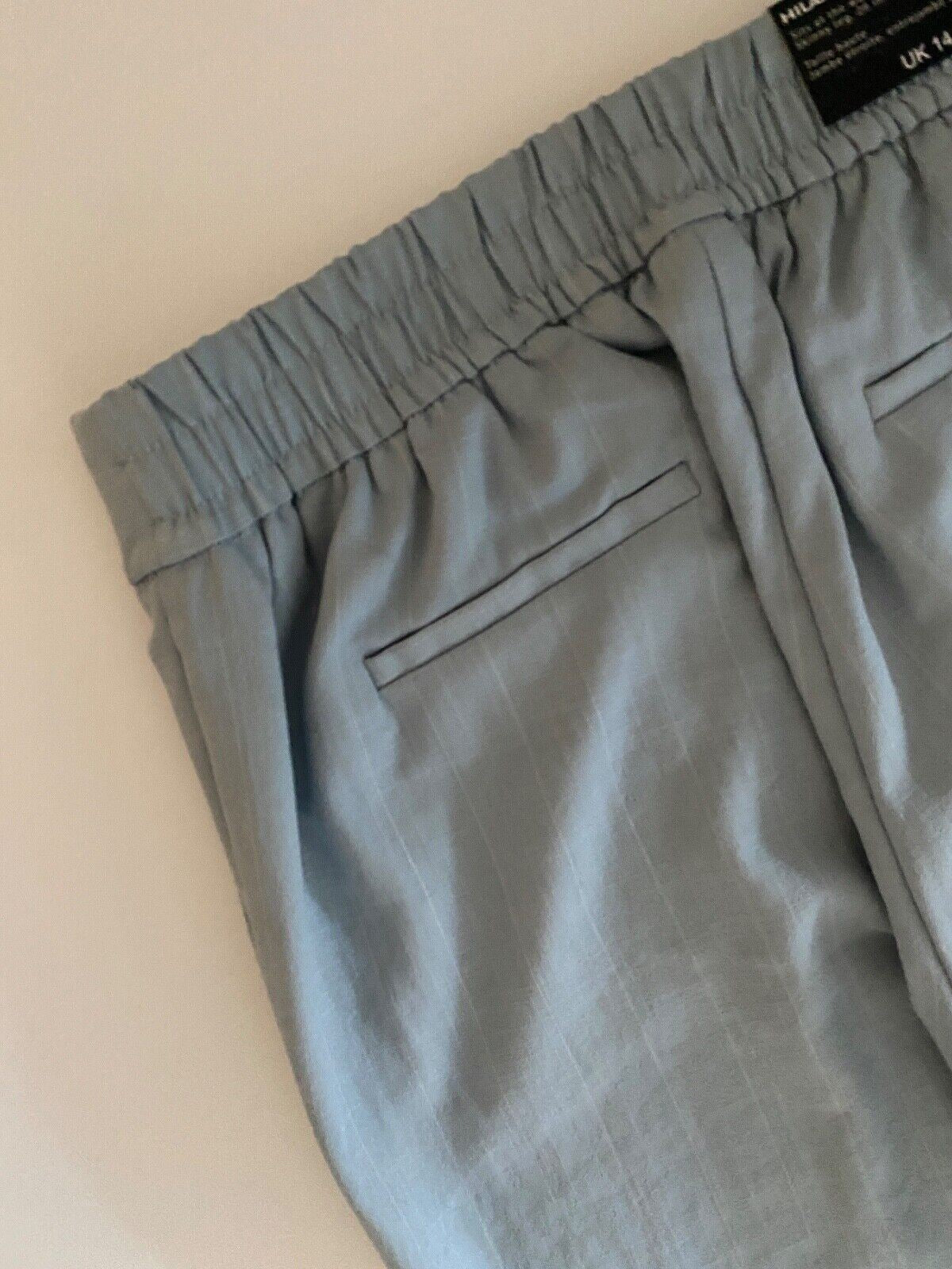 Hilary Radley Light Blue Pull-On Trousers Elasticated Waist L26" 10 12 14 16 18