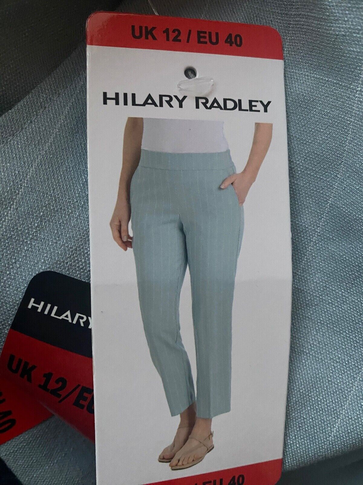 Hilary Radley Light Blue Pull-On Trousers Elasticated Waist L26" 10 12 14 16 18