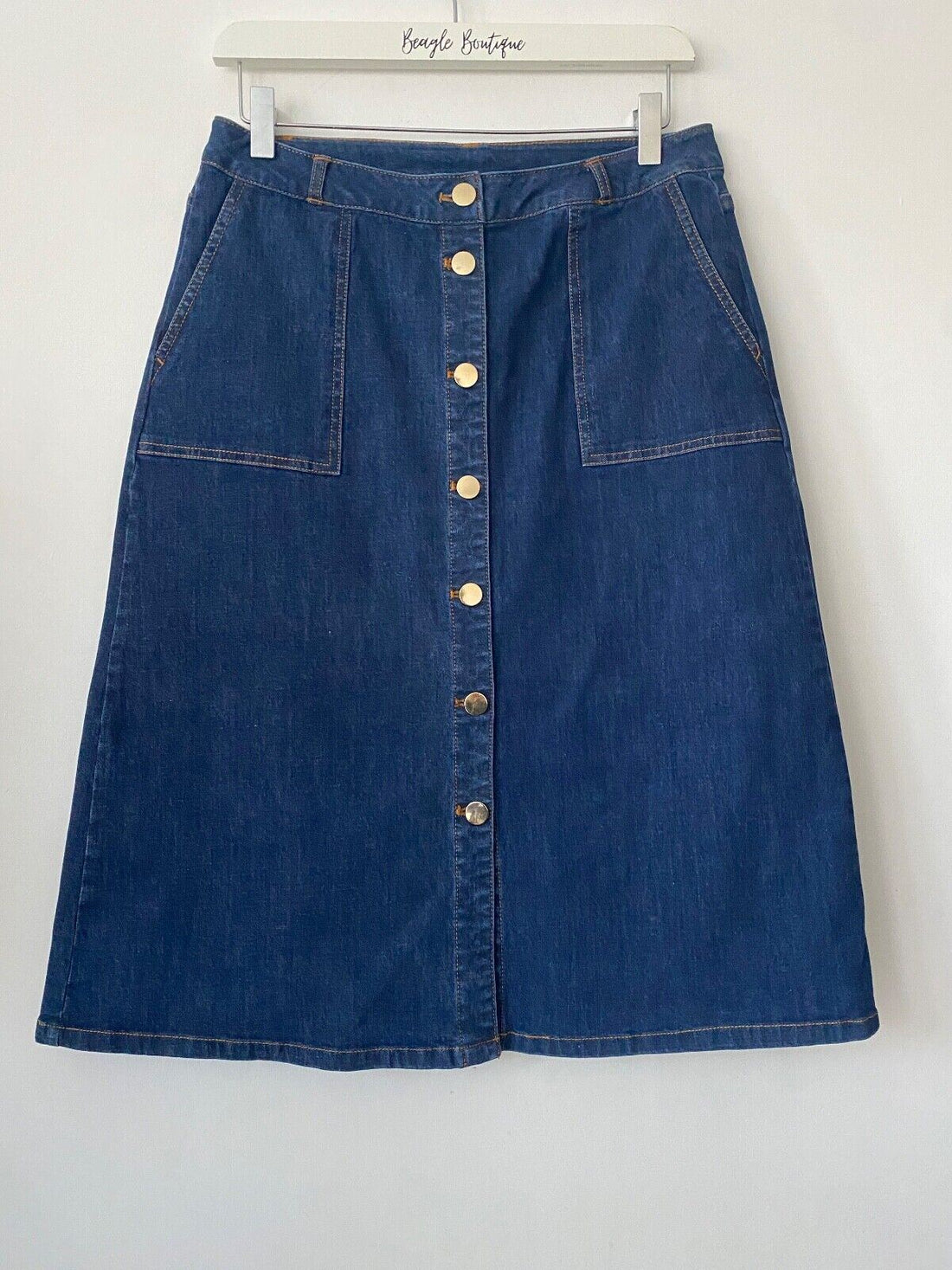 WULI:LUU by Gok Wan Denim A-Line Skirt Button Front Sizes: 10, 12, 16 - BB Fashion Outlet