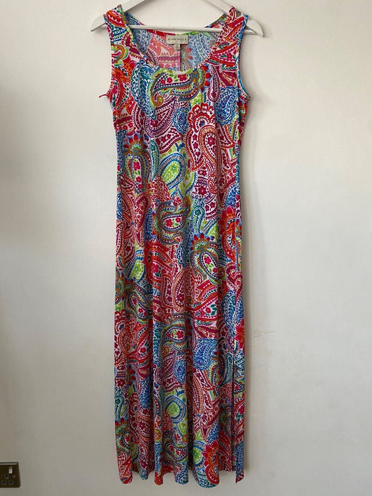 Ronni Nicole Print Sleeveless Maxi Dress 10, 12 Fuchsia Print Front Side Slit