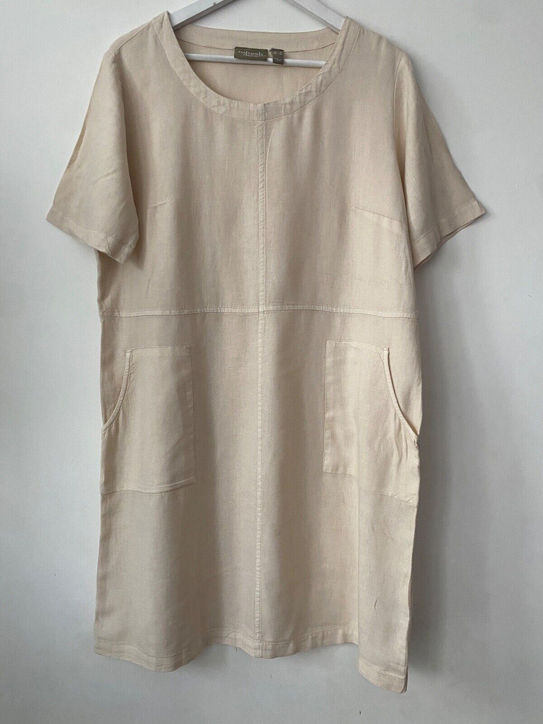 naturals d&co. Linen Blend Tee Dress With Pockets S, M Blue, Beige, Khaki & Turq - BB Fashion Outlet