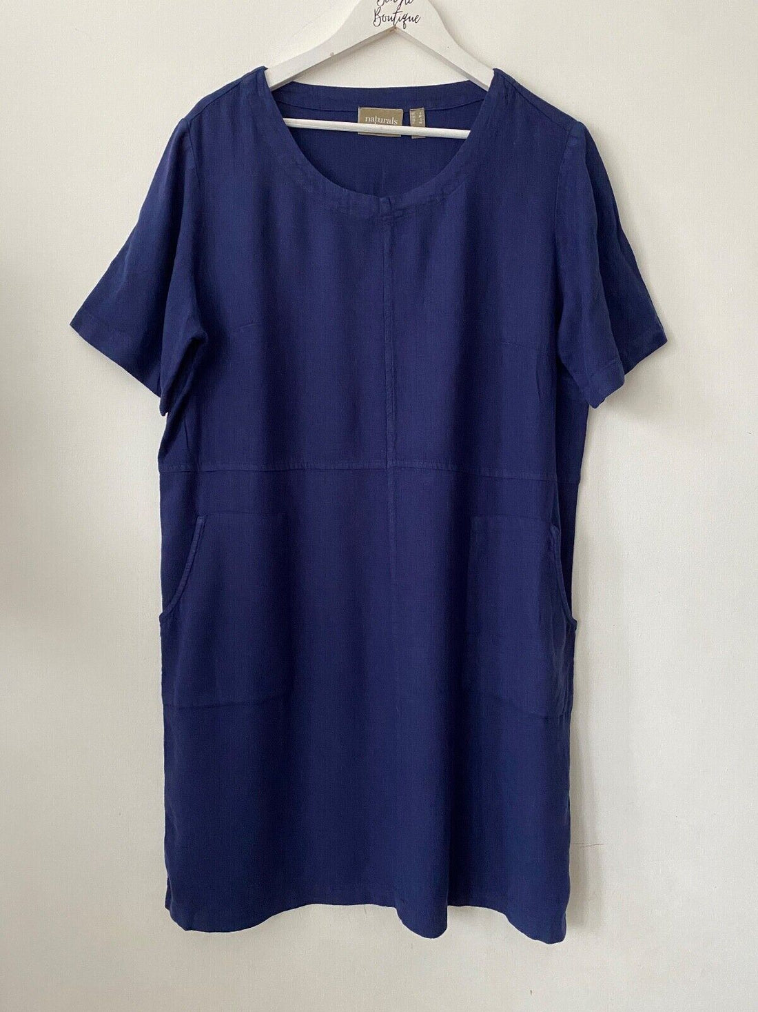 naturals d&co. Linen Blend Tee Dress With Pockets S, M Blue, Beige, Khaki & Turq - BB Fashion Outlet