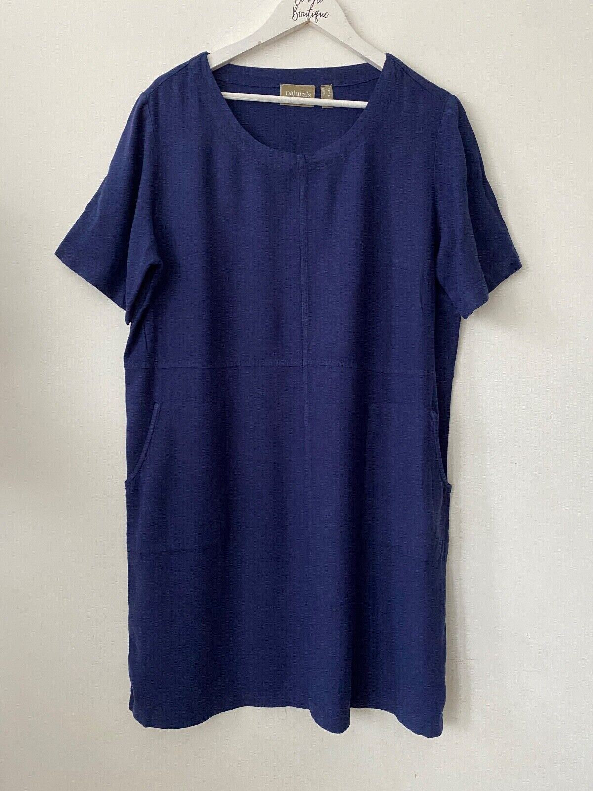 naturals d&co. Linen Blend Tee Dress With Pockets S, M Blue, Beige, Khaki & Turq