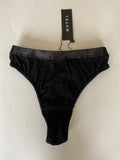 MOTEL Naw Briefs Black Heart Flock Size XS Lace - BB Fashion Outlet