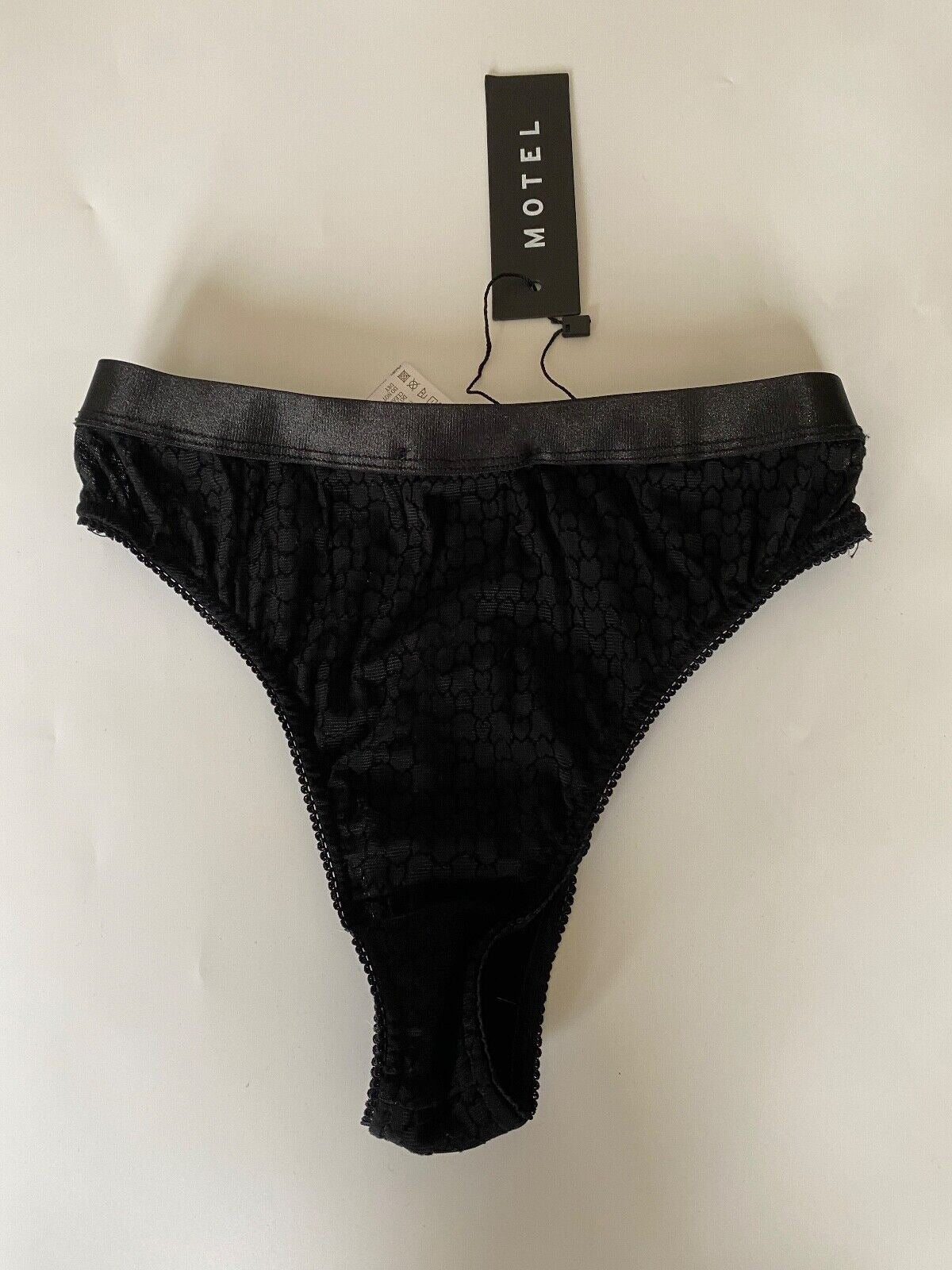 MOTEL Naw Briefs Black Heart Flock Size XS Lace