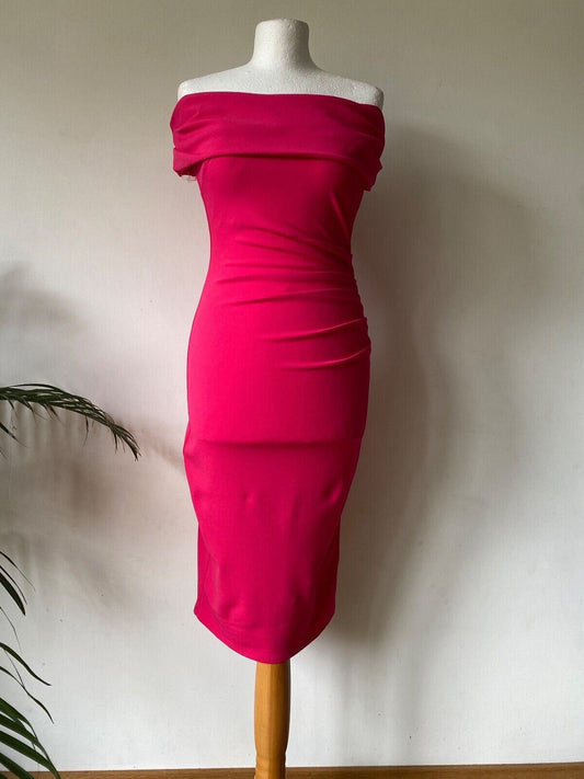 Vicky Pattison Goddiva Cerise Off The Shoulders Dress Size 8 Ruched