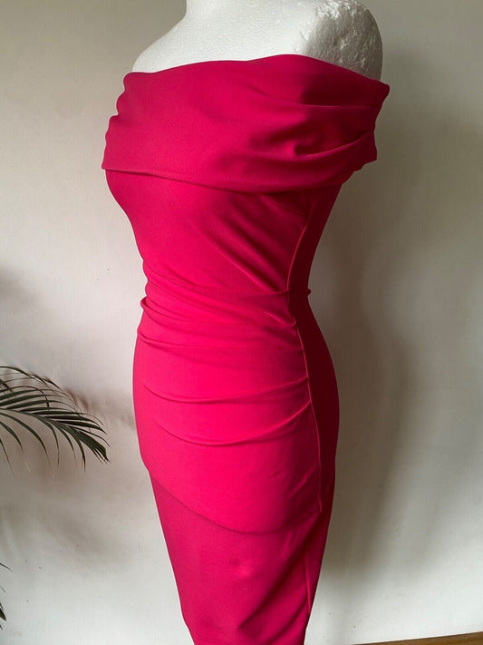 Vicky Pattison Goddiva Cerise Off The Shoulders Dress Size 8 Ruched