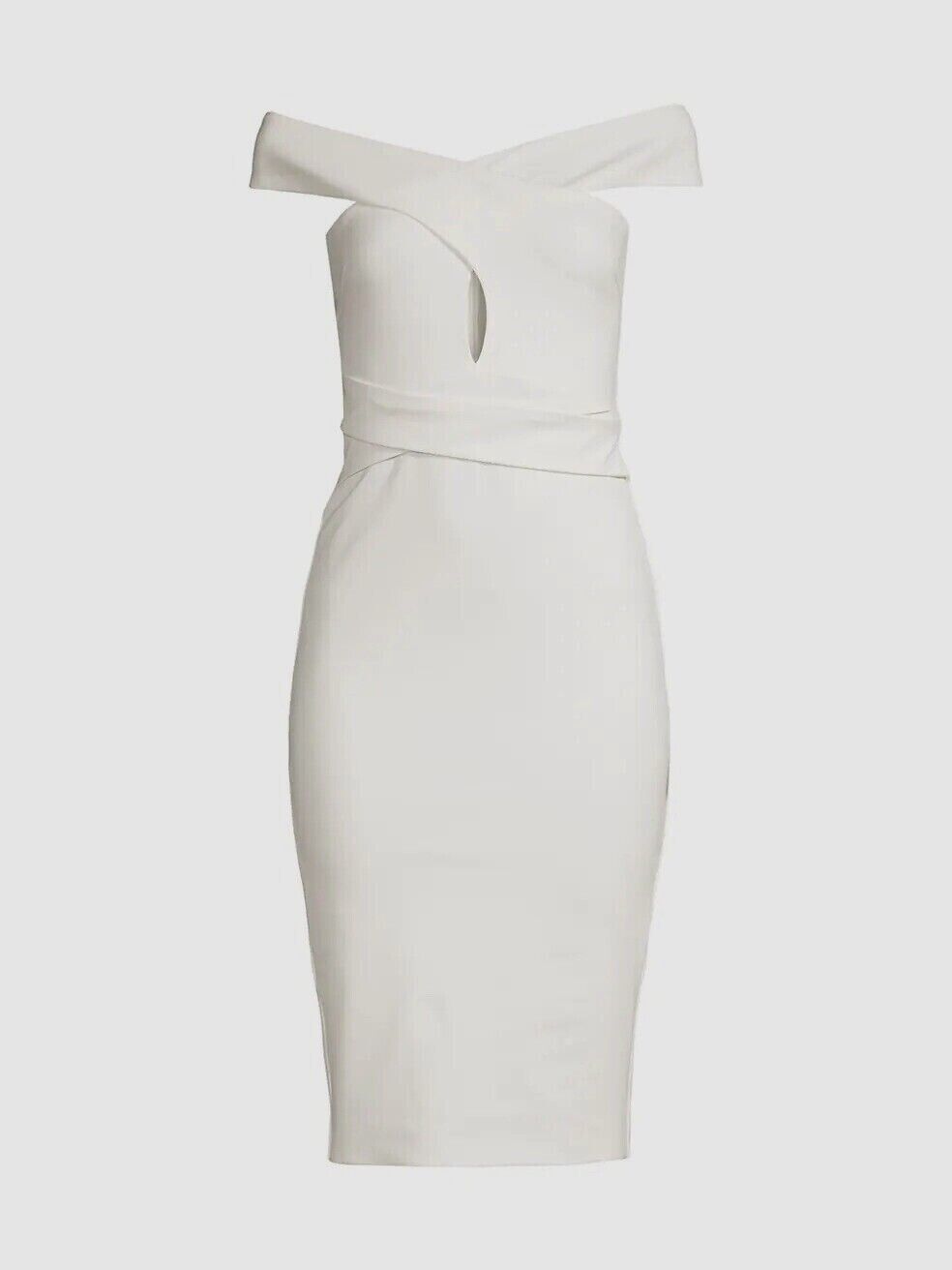 Lavish Alice Off The Shoulder Wrap Ponte Dress in White Size 8