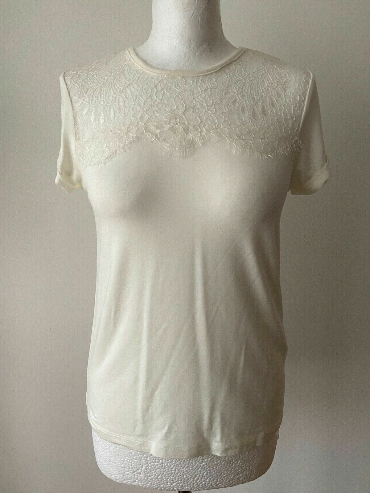 even&odd Lace Contrast Tee Size S Cloud Dancer - BB Fashion Outlet