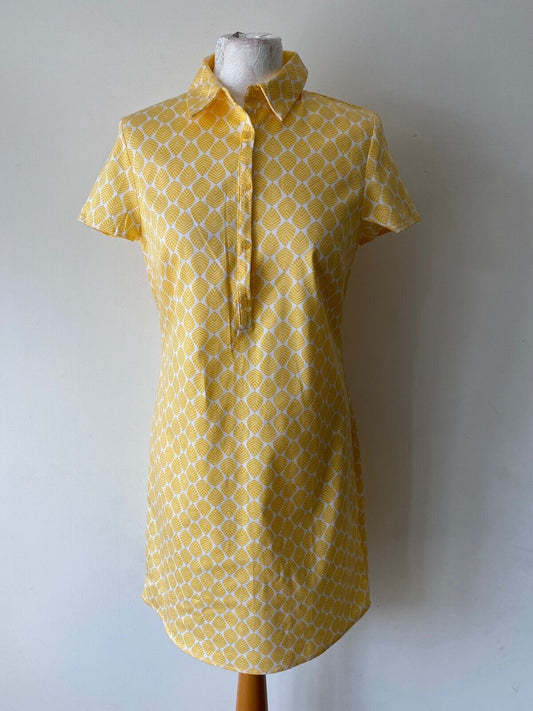 La Redoute R edition Yellow Leaf Collared Shift Mini Dress Size 10