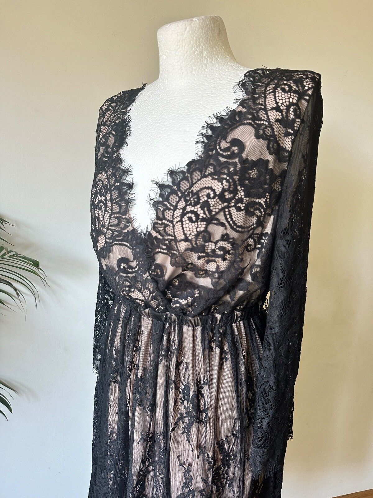 Goddiva Black Lace Lined Dress Size 12