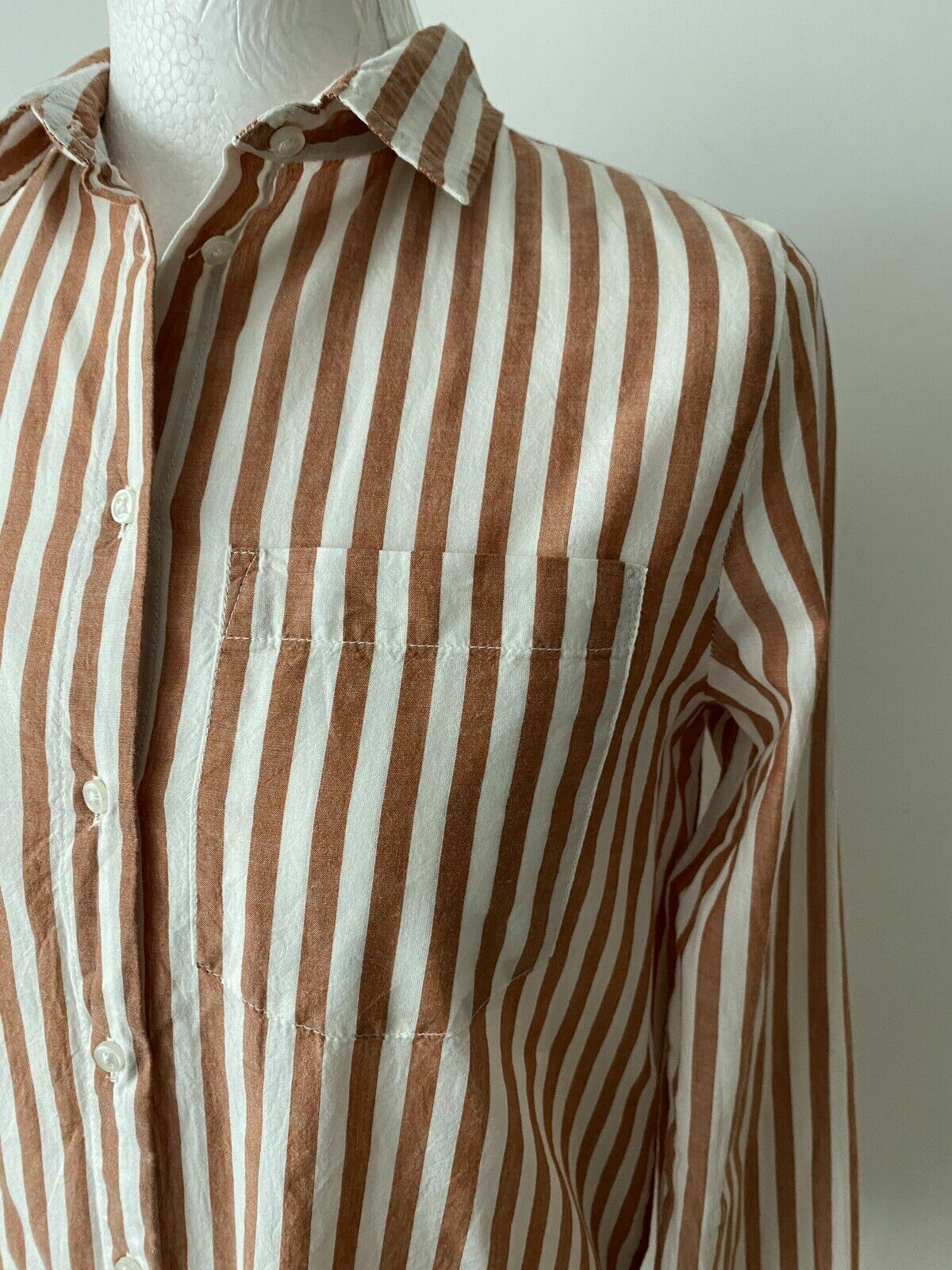 ICHI Striped Cotton Lightweight Shirt Size 6 / 34 Pit to Pit 18"
