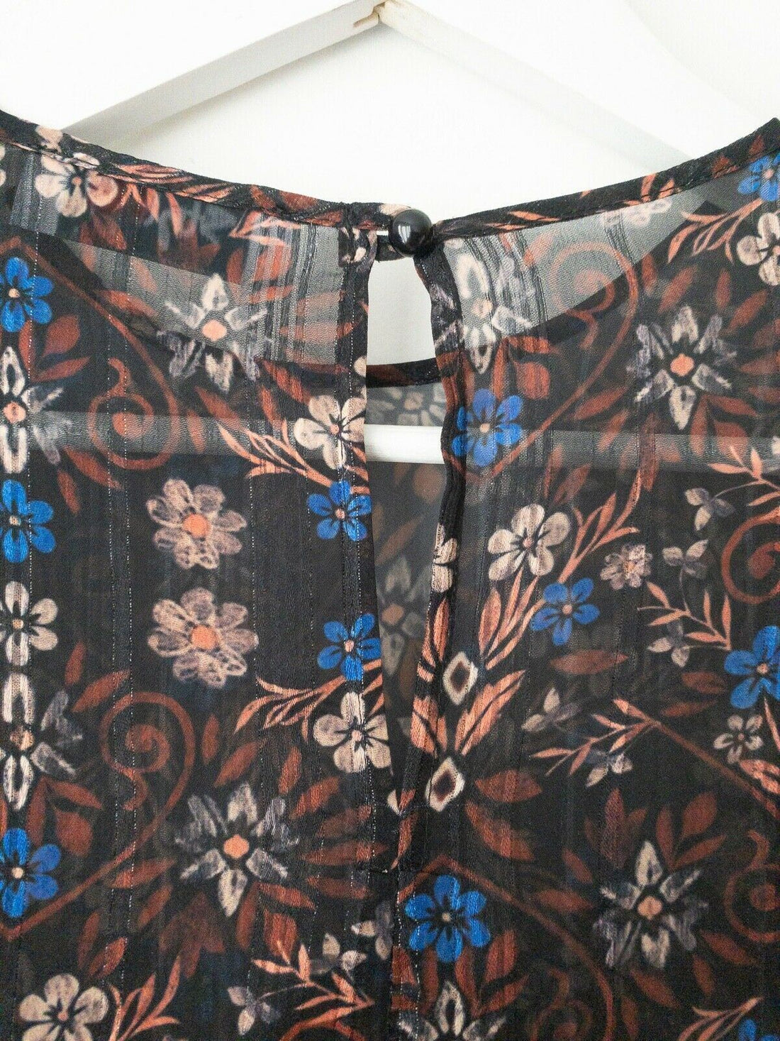 Sheer Chiffon Autumn Floral Blouse Size 10 / 12 - BB Fashion Outlet