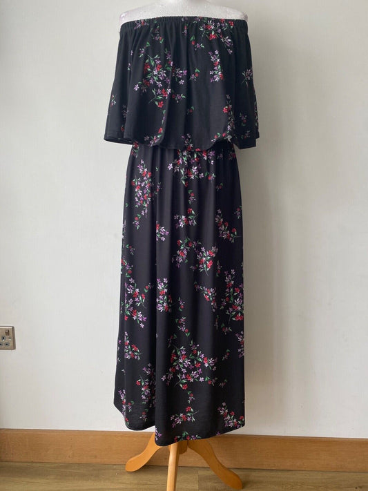 Very Strapless Black Floral Dress Size 12