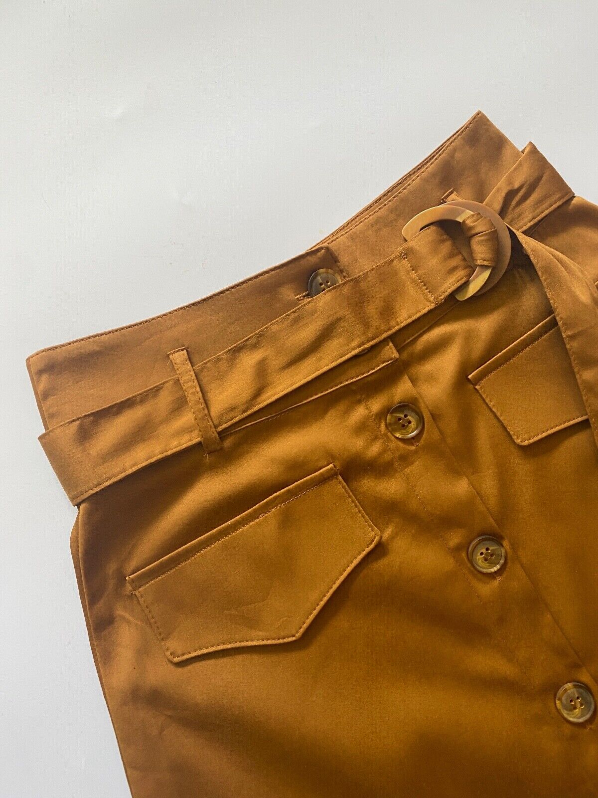 Koton A-Line Midi Skirt Size 6 Button Bronze