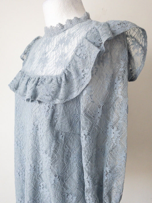 Lace Layered Top Size 10 Grey