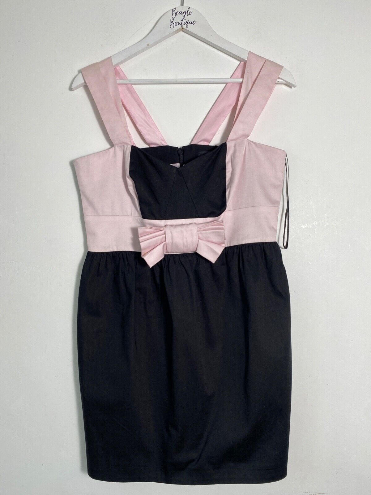 F&F Black Bodycon Dress Pink Detail Size 12 ***Stained**
