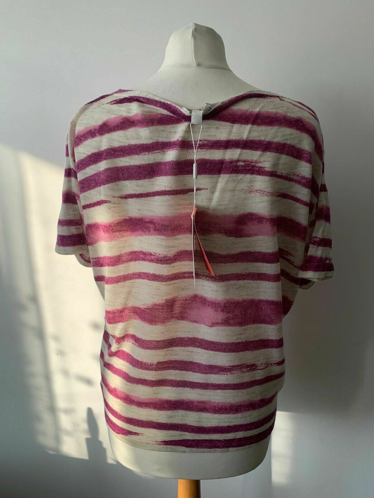 Monsoon Linen Blend Knit Top Pink And Beige Size Small