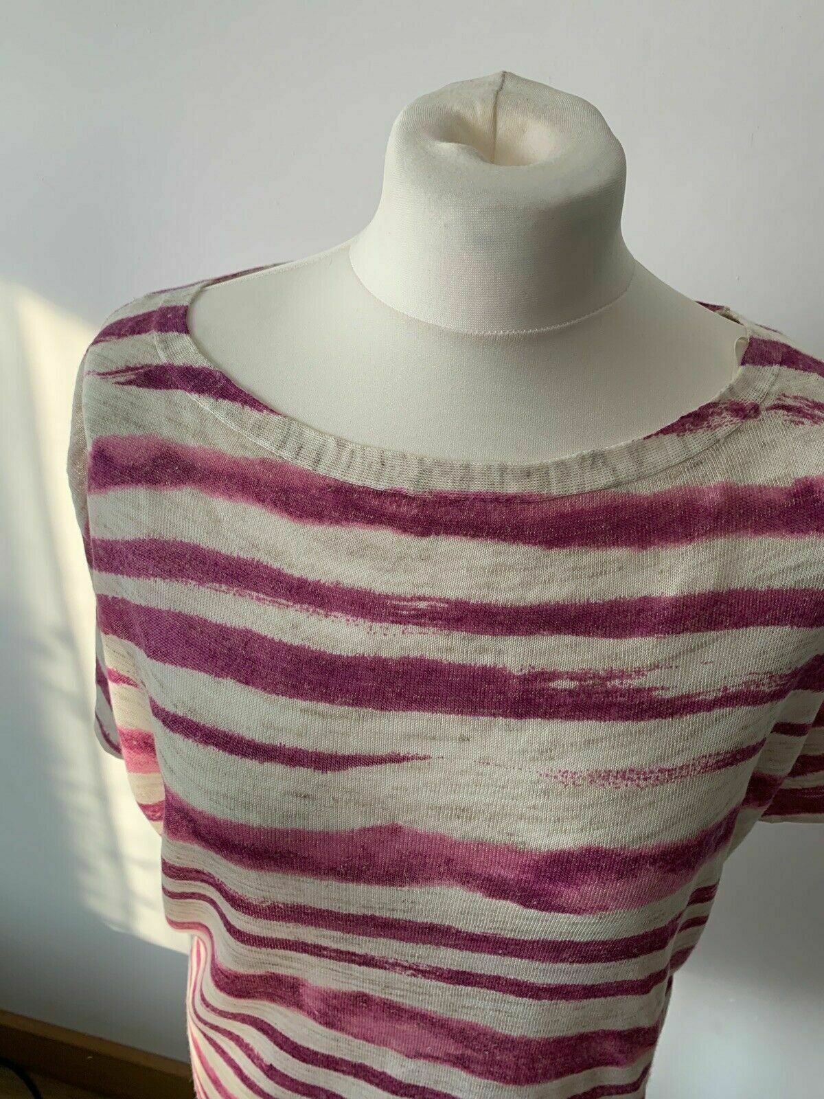 Monsoon Linen Blend Knit Top Pink And Beige Size Small