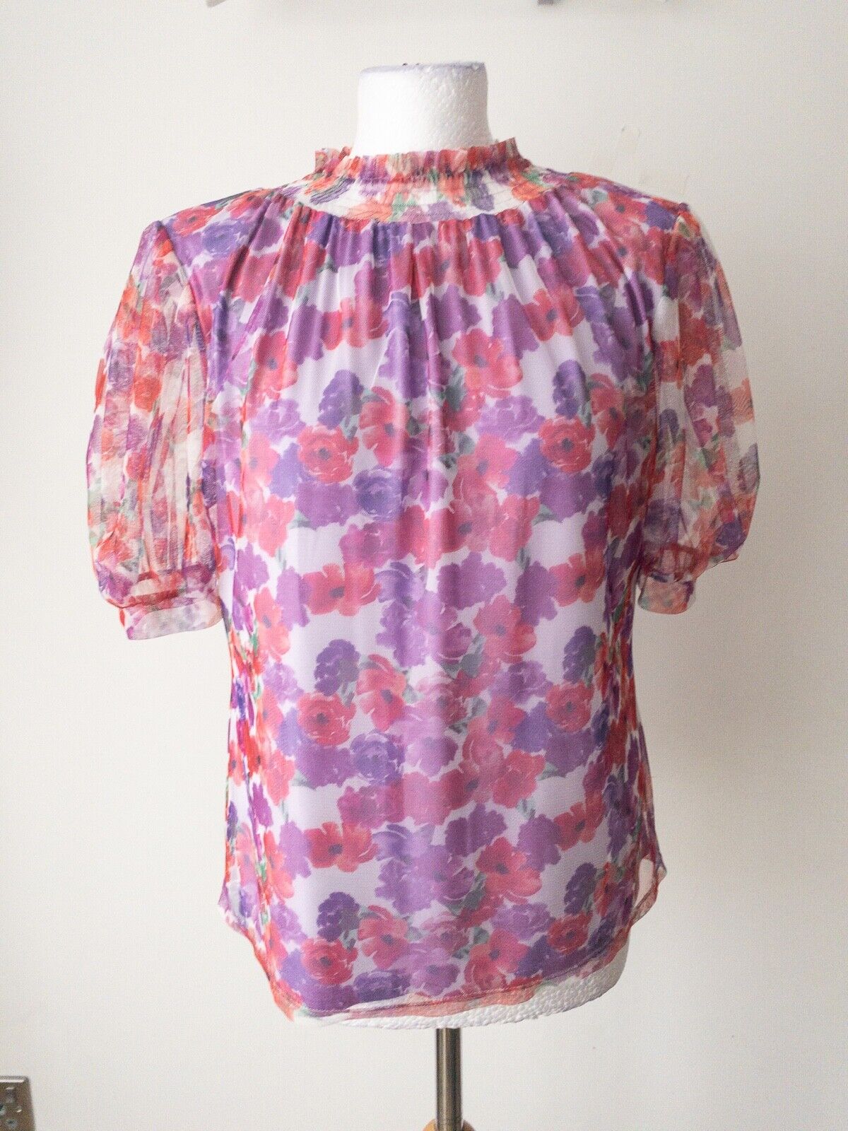 Floral Mesh Layered Pink Purple Floral Size 10