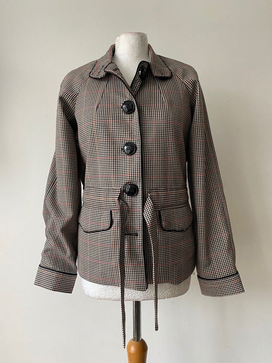 La Redoute Houndstooth Belted Short Coat Jacket Size 10