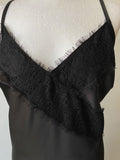 Simplybe Black Satin Slip dress Size 18 Lace Detail - BB Fashion Outlet