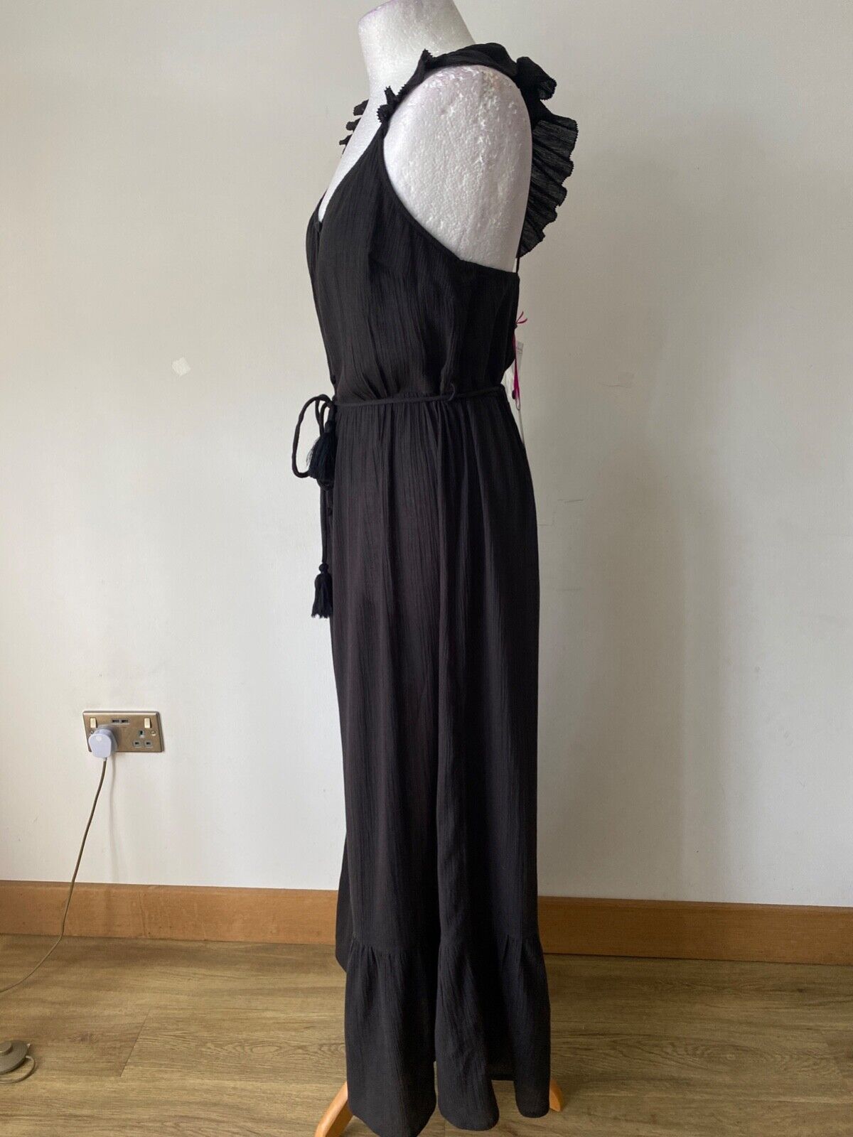 VERY Black Maxi Crepe Summer Dress Size 16