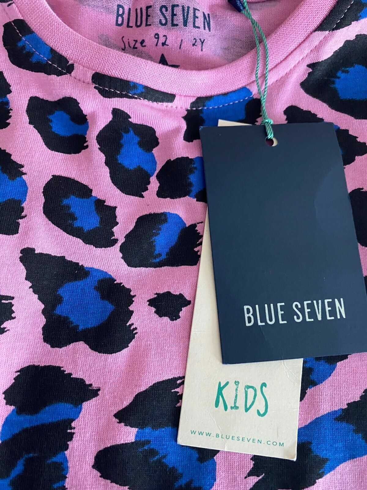 Girls Blue Seven Pink Animal Print Tee Age 2 years old t-Shirt