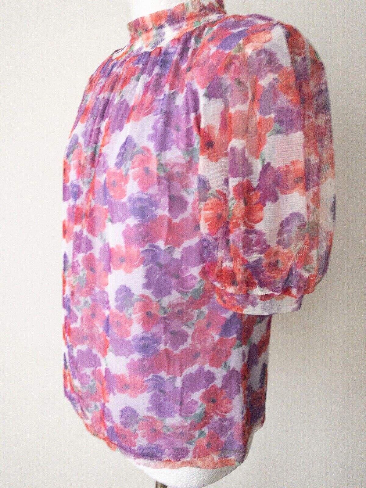 Floral Mesh Layered Pink Purple Floral Size 10